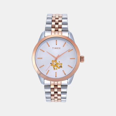 Fashion Women Quartz White Dial Analog Stainless Steel Watch TWEL13110