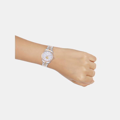 Fashion Women Quartz White Dial Analog Stainless Steel Watch TWEL13110