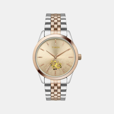 Fashion Women Quartz Rose Gold Dial Analog Stainless Steel Watch TWEL13111
