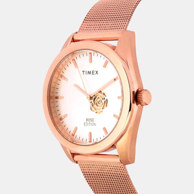 Fashion Women Quartz White Dial Analog Stainless Steel Watch TWEL13200