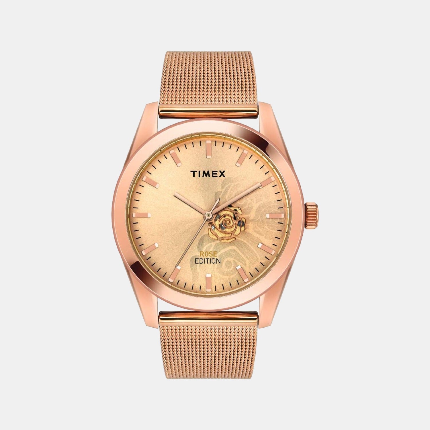 Fashion Women Quartz Rose Gold Dial Analog Stainless Steel Watch TWEL13203