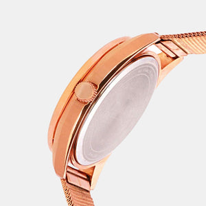 Fashion Women Quartz Rose Gold Dial Analog Stainless Steel Watch TWEL13203
