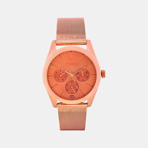 Fashion Women Quartz Rose Gold Dial Chronograph Stainless Steel Watch TWEL13205