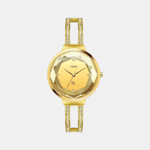 Fria Women Quartz Beige Dial Analog Stainless Steel Watch TWEL13402