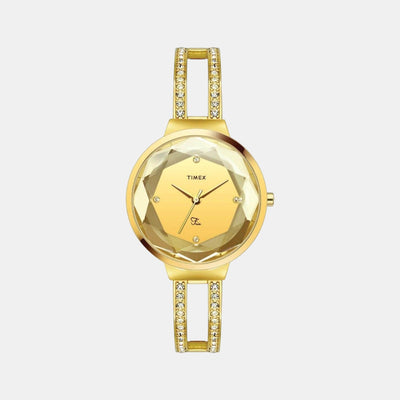Fria Women Quartz Beige Dial Analog Stainless Steel Watch TWEL13402