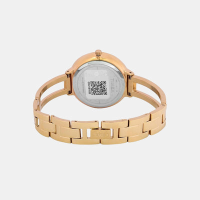 Fria Women Quartz Beige Dial Analog Stainless Steel Watch TWEL13402