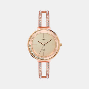 Fria Women Quartz Beige Dial Analog Stainless Steel Watch TWEL13501
