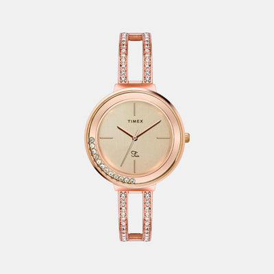 Fria Women Quartz Beige Dial Analog Stainless Steel Watch TWEL13501