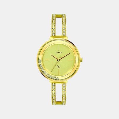 Fria Women Quartz Beige Dial Analog Stainless Steel Watch TWEL13504