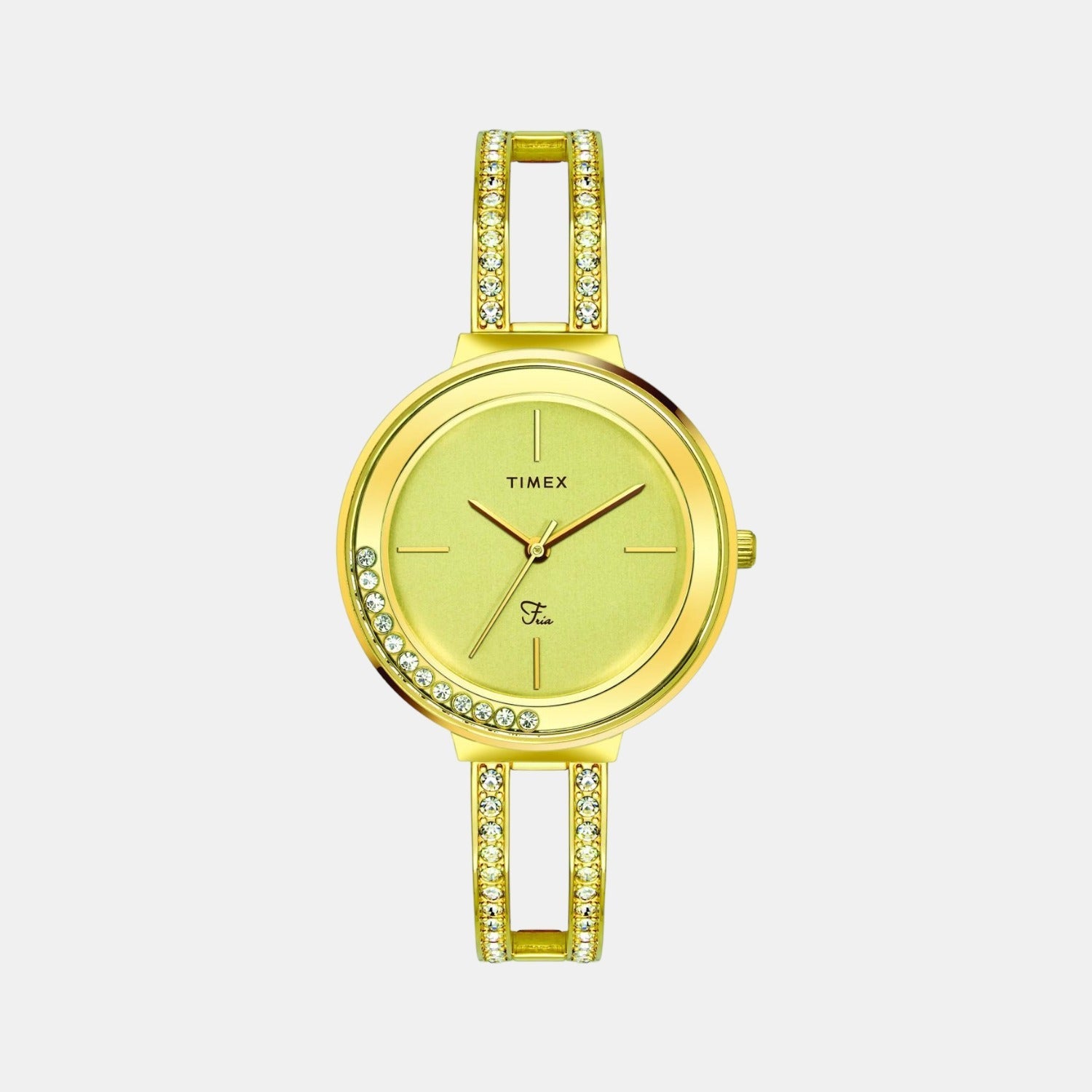 Fria Women Quartz Beige Dial Analog Stainless Steel Watch TWEL13504