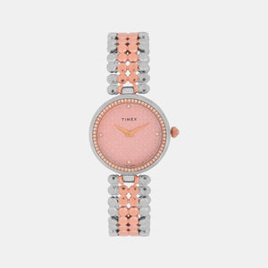 Fria Women Quartz Pink Dial Analog Stainless Steel Watch TWEL13902
