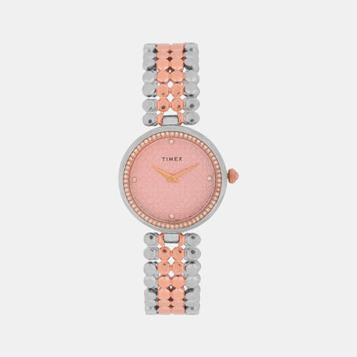 Fria Women Quartz Pink Dial Analog Stainless Steel Watch TWEL13902