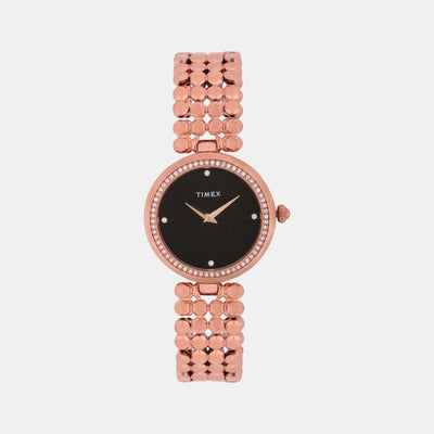 Fria Women Quartz Black Dial Analog Brass Watch TWEL13904