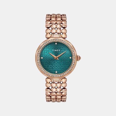 Fria Women Quartz Green Dial Analog Stainless Steel Watch TWEL13907
