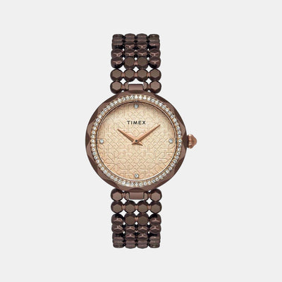 Fria Women Quartz Rose Gold Dial Analog Stainless Steel Watch TWEL13908