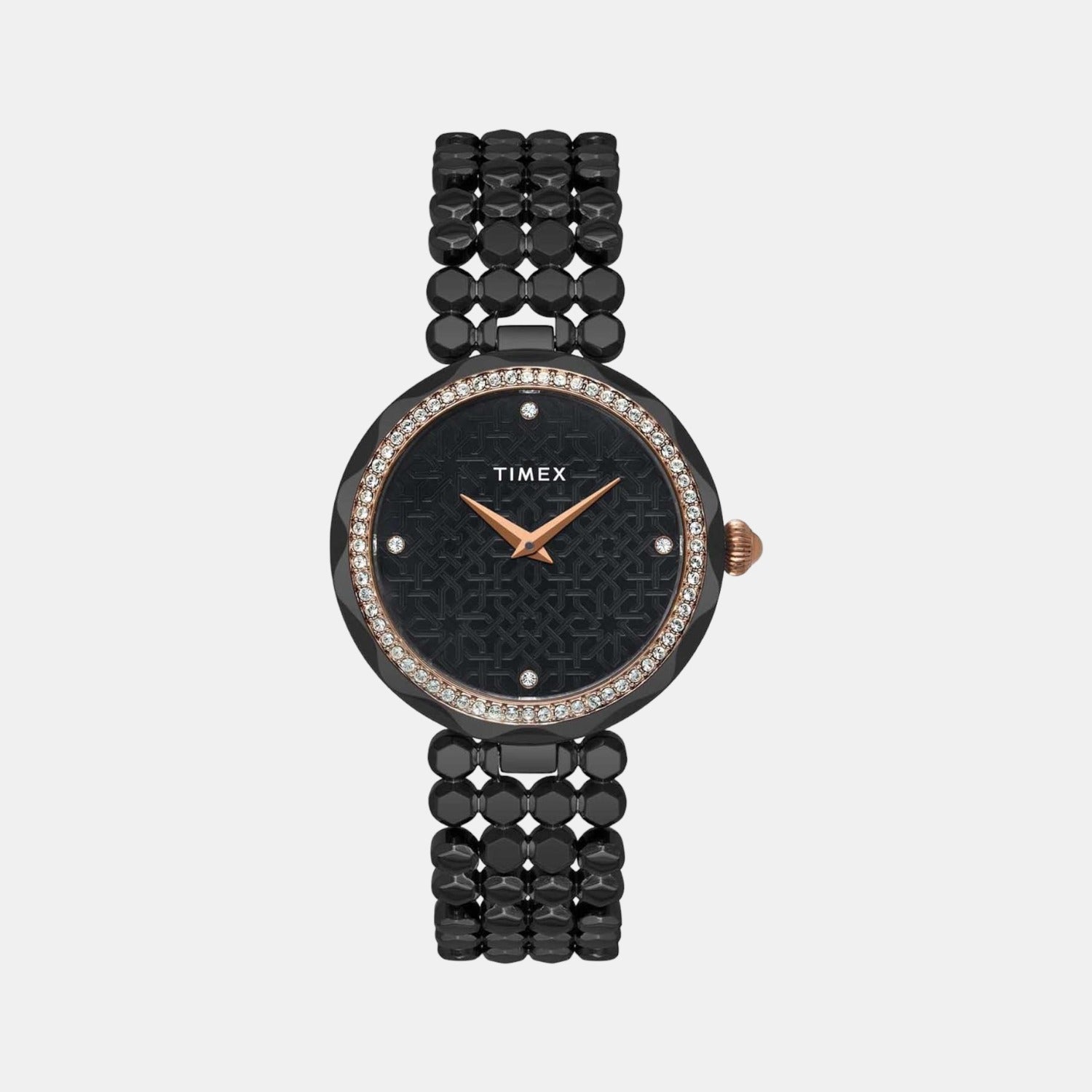 Fria Women Quartz Black Dial Analog Stainless Steel Watch TWEL13909