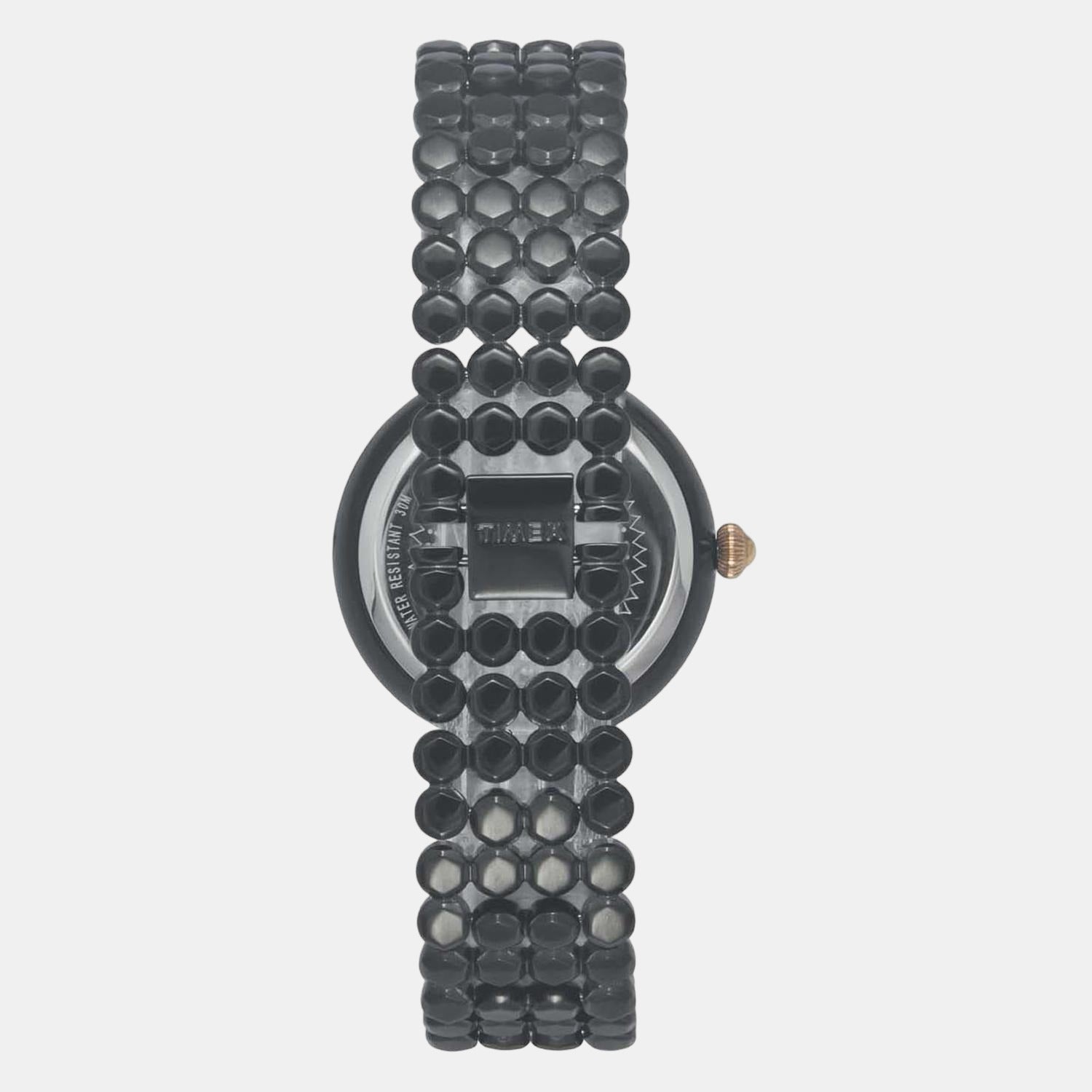 Fria Women Quartz Black Dial Analog Stainless Steel Watch TWEL13909