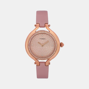Fria Women Quartz Pink Dial Analog Leather Watch TWEL14000