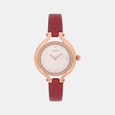 Fria Women Quartz White Dial Analog Leather Watch TWEL14001