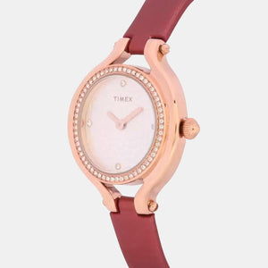 Fria Women Quartz White Dial Analog Leather Watch TWEL14001