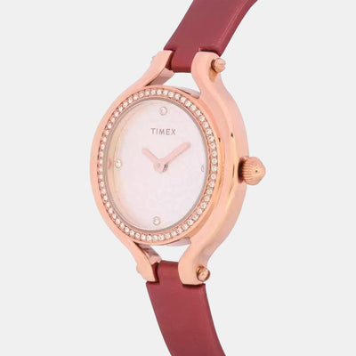 Fria Women Quartz White Dial Analog Leather Watch TWEL14001