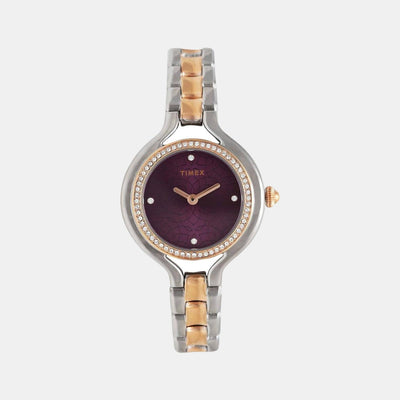 Fria Women Quartz Purple Dial Analog Stainless Steel Watch TWEL14004