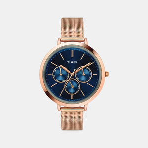 Fashion Women Quartz Blue Dial Chronograph Stainless Steel Watch TWEL14502