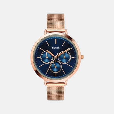 Fashion Women Quartz Blue Dial Chronograph Stainless Steel Watch TWEL14502