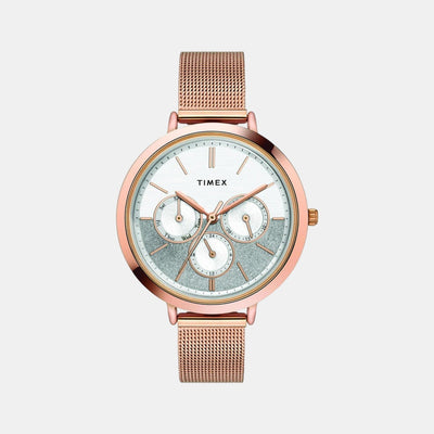 Fashion Women Quartz Silver Dial Chronograph Stainless Steel Watch TWEL14503