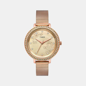 Fashion Women Quartz Rose Gold Dial Analog Stainless Steel Watch TWEL14701