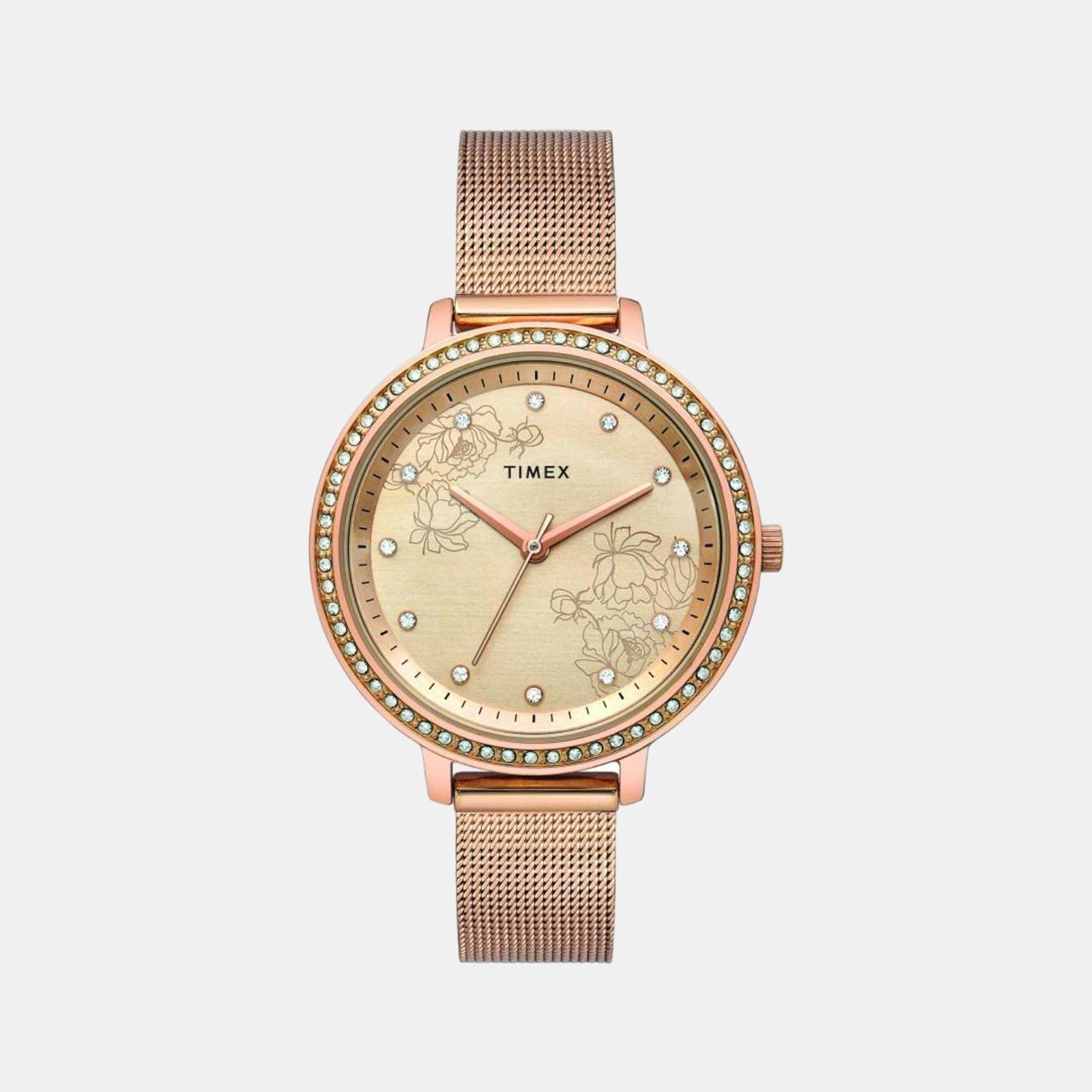 Fashion Women Quartz Rose Gold Dial Analog Stainless Steel Watch TWEL14701