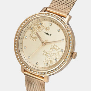 Fashion Women Quartz Rose Gold Dial Analog Stainless Steel Watch TWEL14701