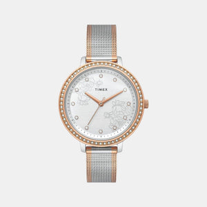 Fashion Women Quartz Silver Dial Analog Stainless Steel Watch TWEL14703