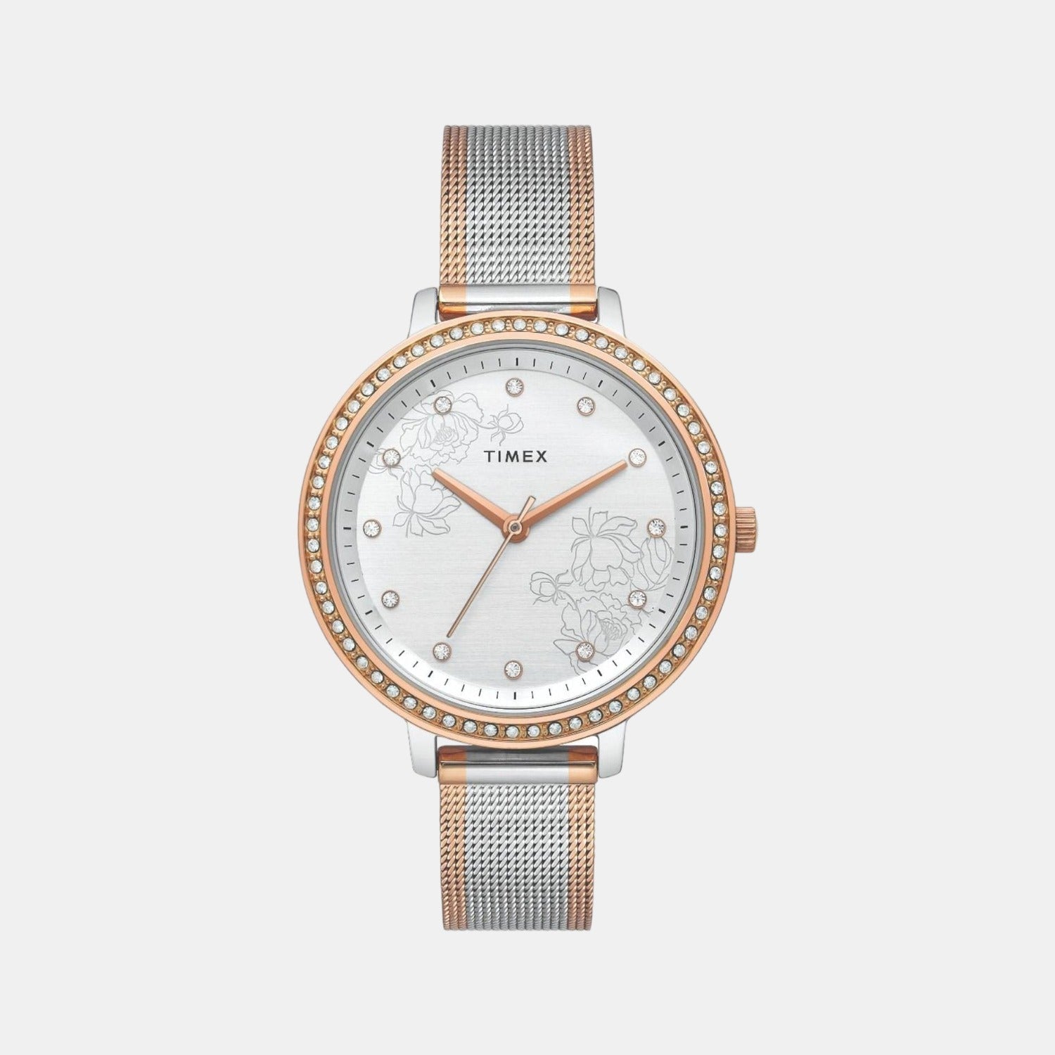 Fashion Women Quartz Silver Dial Analog Stainless Steel Watch TWEL14703