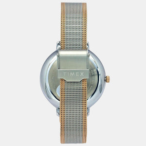 Fashion Women Quartz Silver Dial Analog Stainless Steel Watch TWEL14703