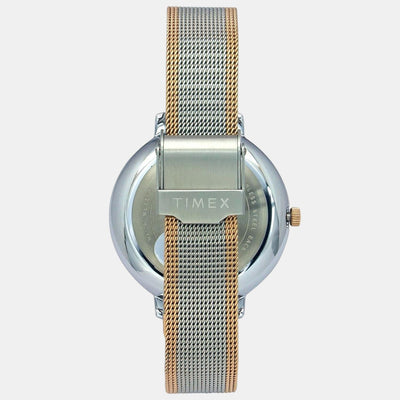 Fashion Women Quartz Silver Dial Analog Stainless Steel Watch TWEL14703