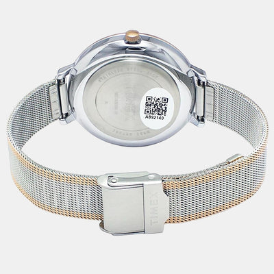 Fashion Women Quartz Silver Dial Analog Stainless Steel Watch TWEL14703