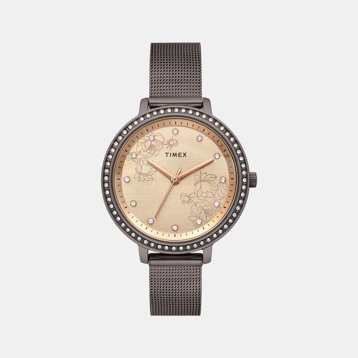 Fashion Women Quartz Rose Gold Dial Analog Stainless Steel Watch TWEL14705