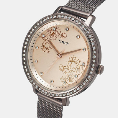 Fashion Women Quartz Rose Gold Dial Analog Stainless Steel Watch TWEL14705