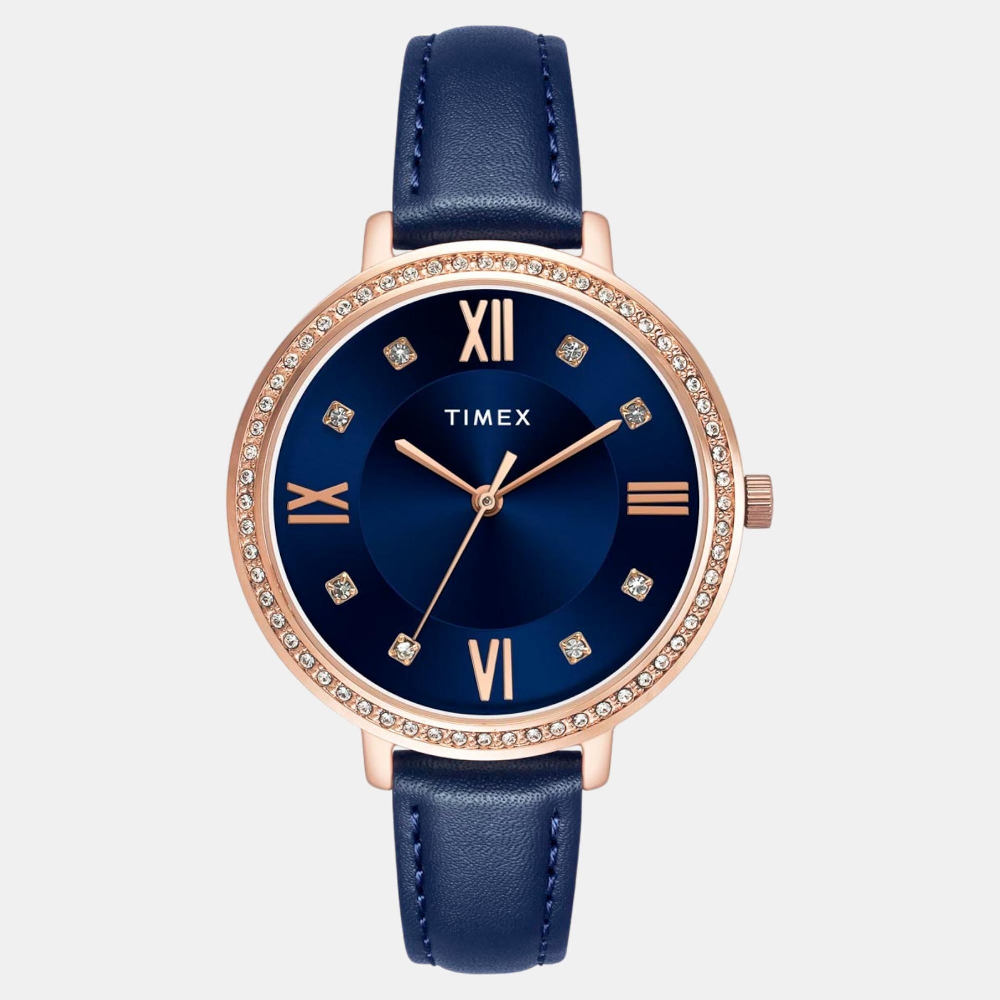 Fashion Women Quartz Blue Dial Analog Leather Watch TWEL14712