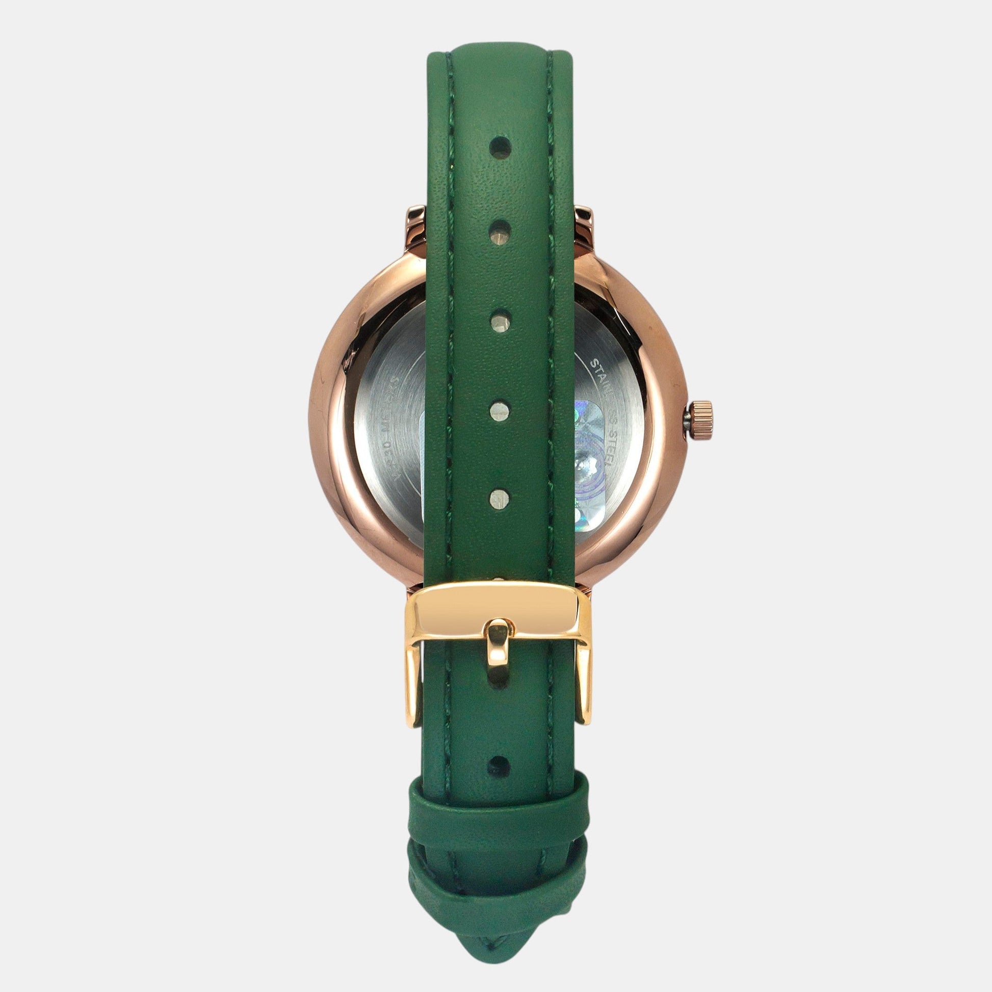 Fashion Women Quartz Green Dial Analog Leather Watch TWEL14713