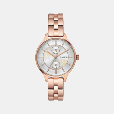 Fashion Women Quartz Silver Dial Chronograph Stainless Steel Watch TWEL14802