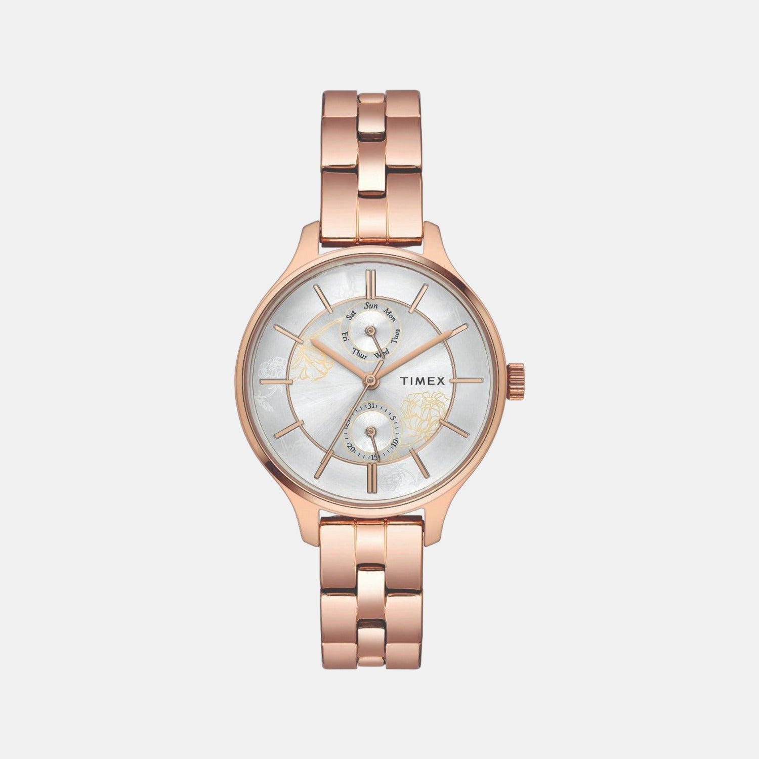 Fashion Women Quartz Silver Dial Chronograph Stainless Steel Watch TWEL14802