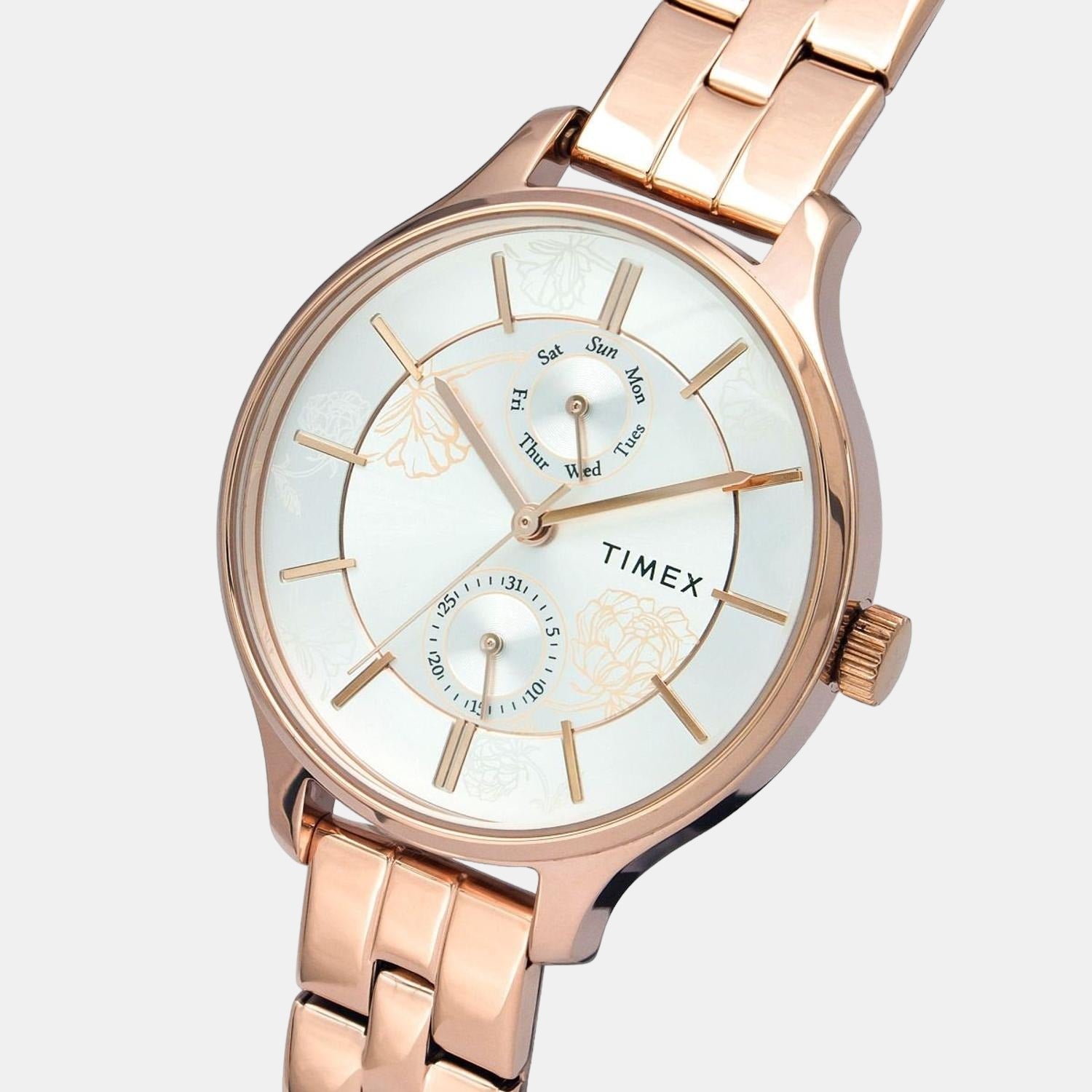 Fashion Women Quartz Silver Dial Chronograph Stainless Steel Watch TWEL14802
