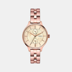 Fashion Women Quartz Rose Gold Dial Chronograph Stainless Steel Watch TWEL14803
