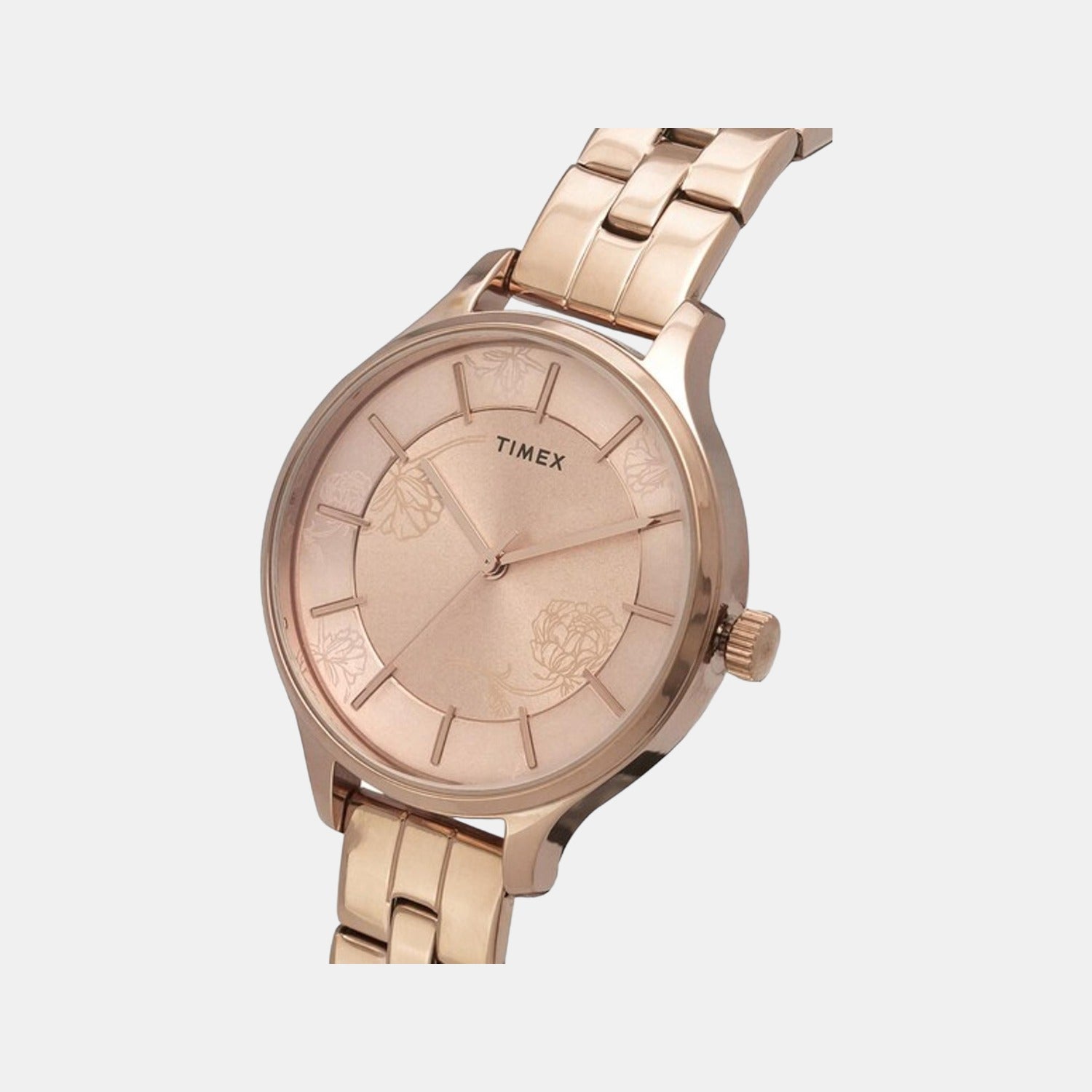 Fashion Women Quartz Pink Dial Analog Stainless Steel Watch TWEL14808