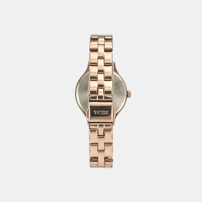 Fashion Women Quartz Pink Dial Analog Stainless Steel Watch TWEL14808