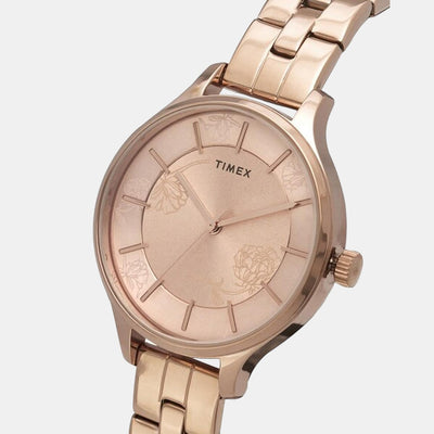 Fashion Women Quartz Pink Dial Analog Stainless Steel Watch TWEL14808