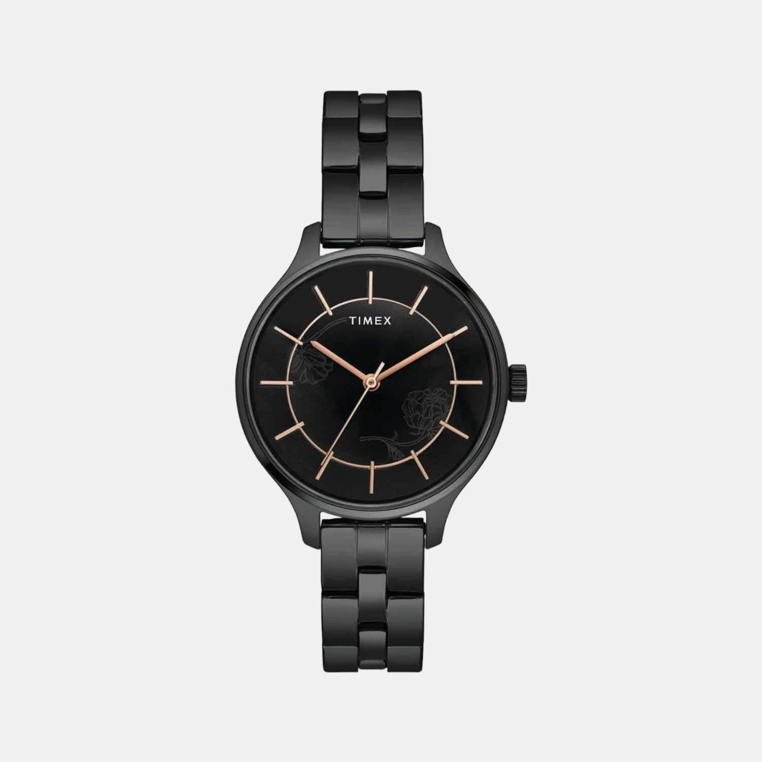 Fashion Women Quartz Black Dial Analog Stainless Steel Watch TWEL14809