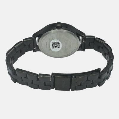Fashion Women Quartz Black Dial Analog Stainless Steel Watch TWEL14809